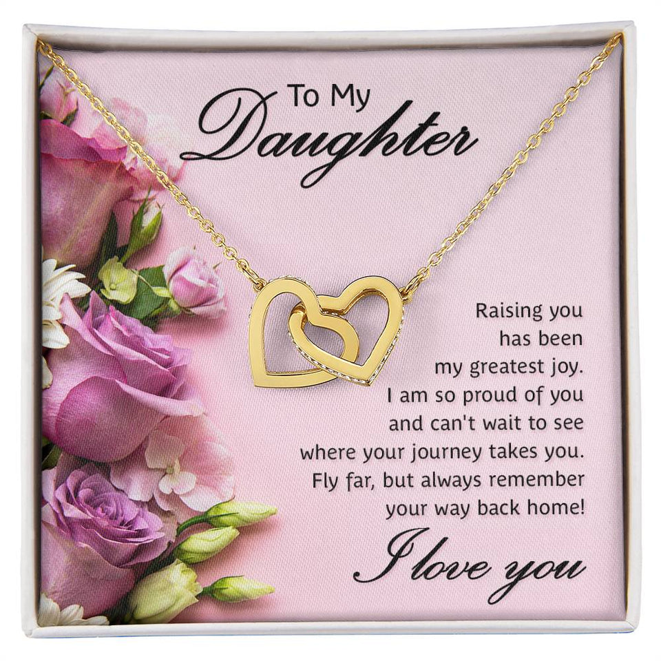 Daughter Proud Interlocking Hearts Necklace