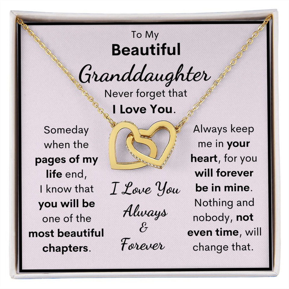 To My Beautiful Granddaughter Necklace, Someday When The Pages Of My Life End, Interlocking Hearts Necklace, Necklace for Granddaughter