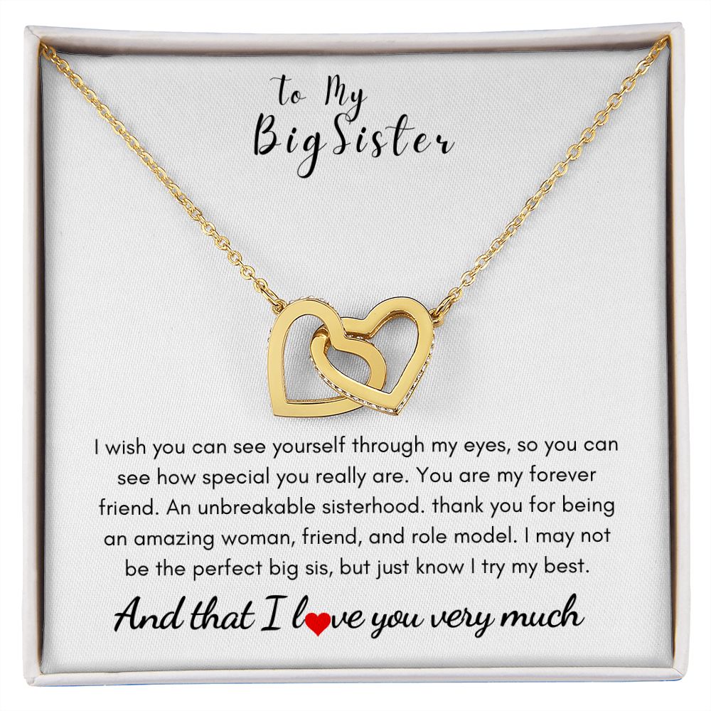 To My Big Sister - Interlocking Hearts Necklace - Unbreakable Gift For Mom, necklace For Wife, Gift For Mother's Day
