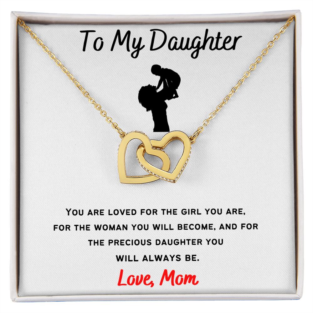 To My Daughter - Interlocking Hearts Necklace Mother & Daughter Cutout