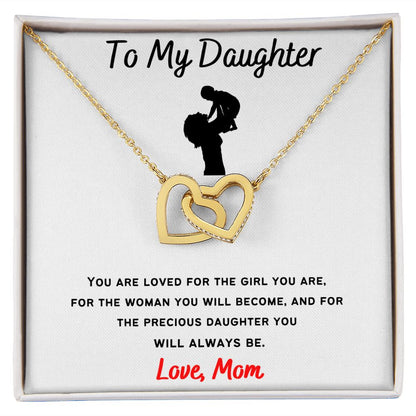 To My Daughter - Interlocking Hearts Necklace Mother & Daughter Cutout