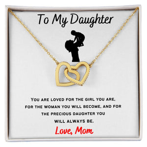 To My Daughter - Interlocking Hearts Necklace Mother & Daughter Cutout