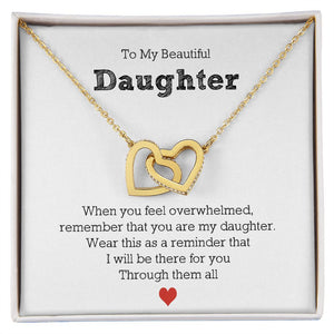 To My Beautiful Daughter - Interlocking Hearts Necklace For Daughter