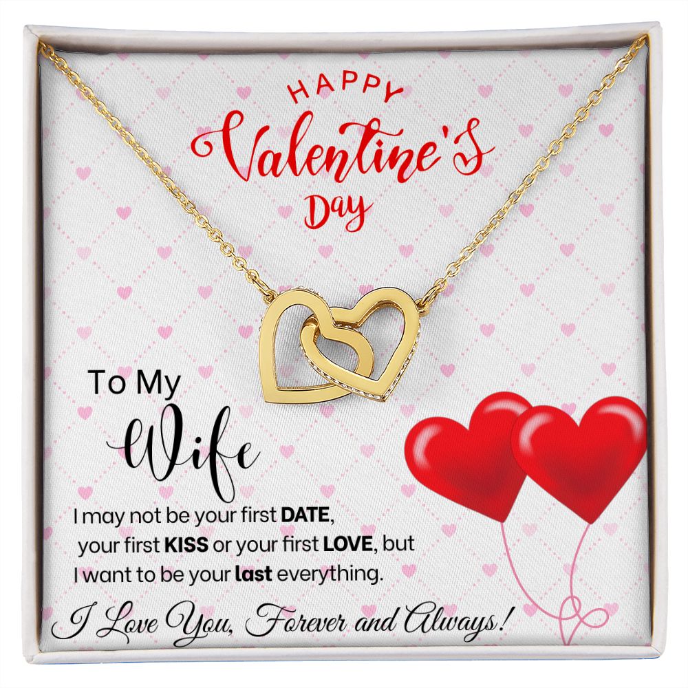 To My Wife - Interlocking Hearts Necklace - Red Balloons Gift For Mom, necklace For Wife, Gift For Mother's Day