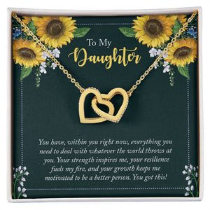 Daughter Sunflowers Interlocking Hearts Necklace