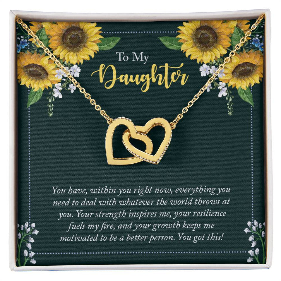 Daughter Sunflowers Interlocking Hearts Necklace