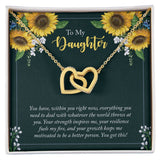 Daughter Sunflowers Interlocking Hearts Necklace