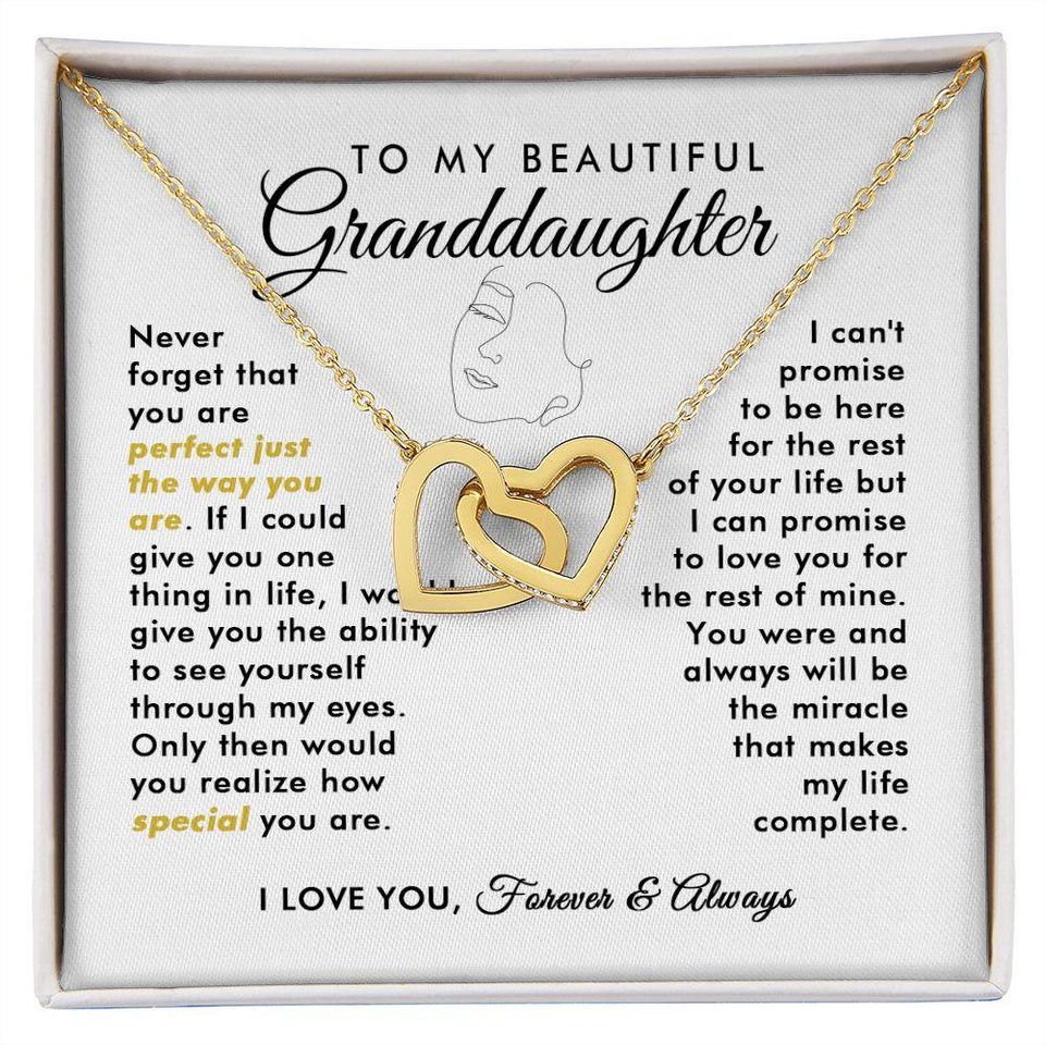 To My Beautiful Granddaughter Never Forget Interlocking Hearts Necklace