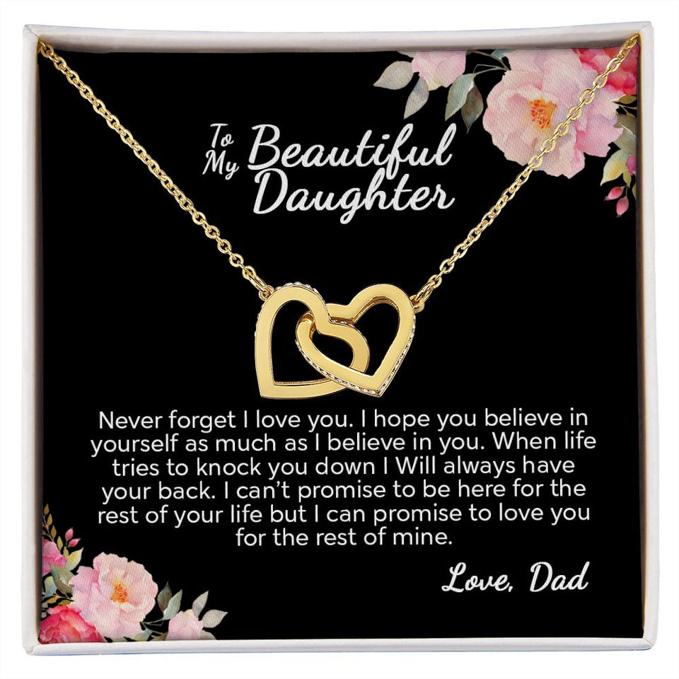 To My Beautiful Daughter From Dad | I Can Promise | Interlocking Hearts Necklace