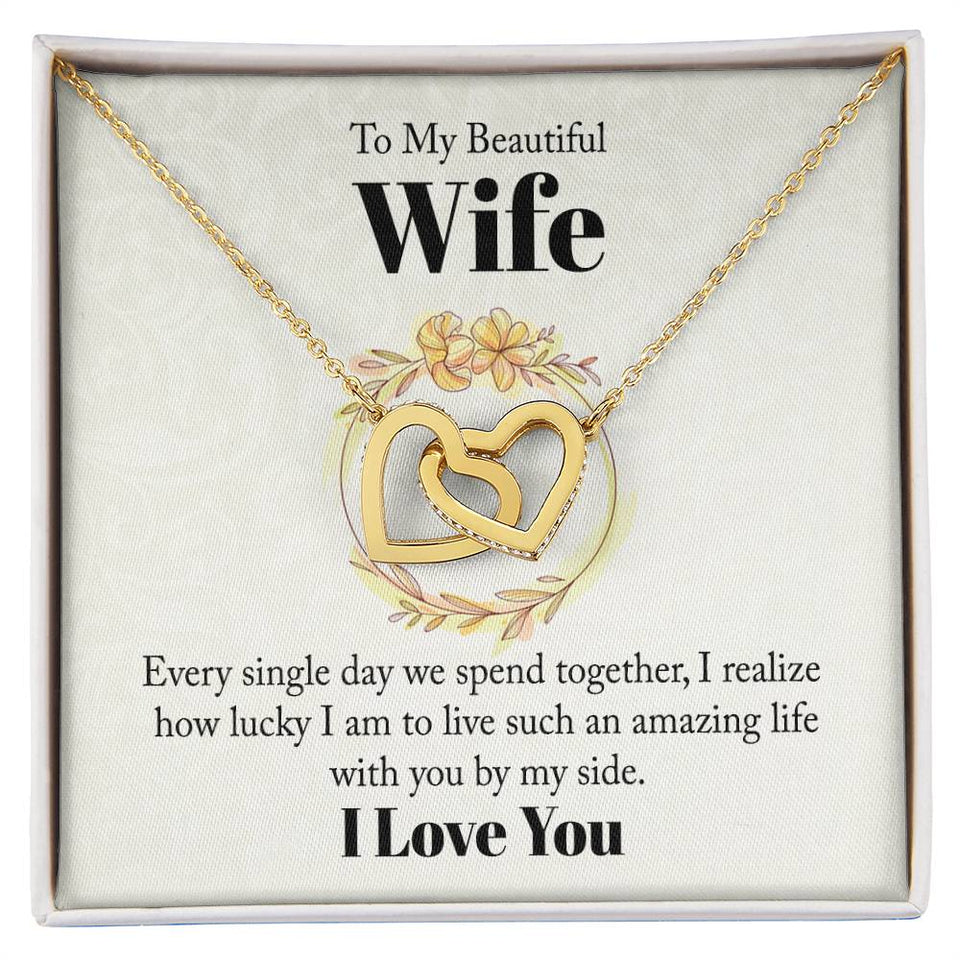 Beautiful Wife Interlocking Hearts Necklace