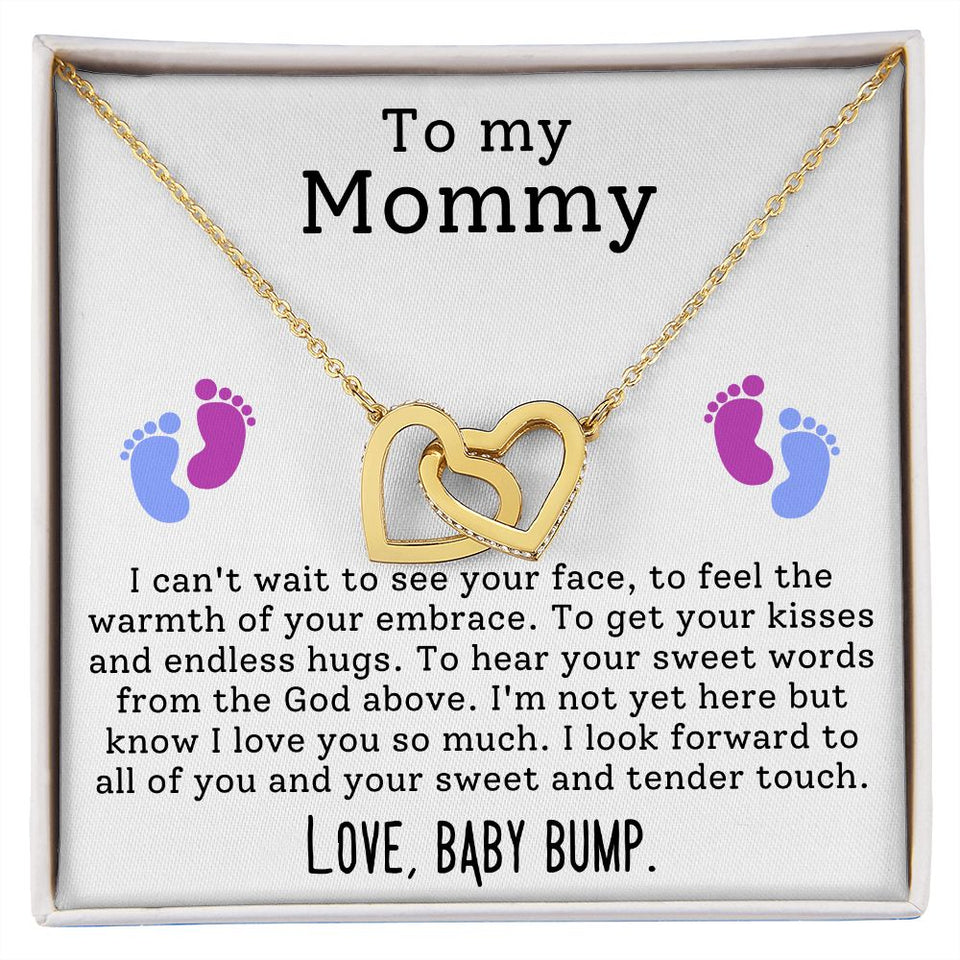 To My Mommy - I Can't Wait To See Your Face Interlocking Hearts Necklace - Perfect Gift for Expecting Mom