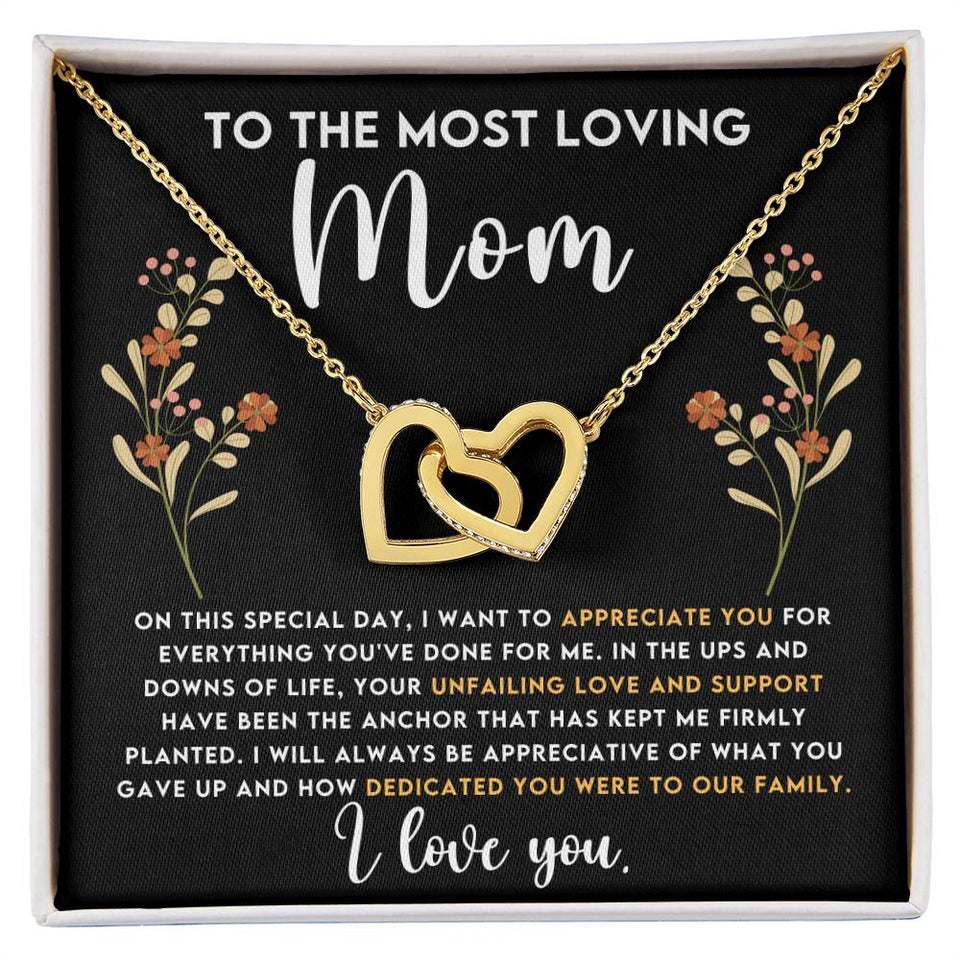 Mom Dedication Interlocking Hearts Necklace