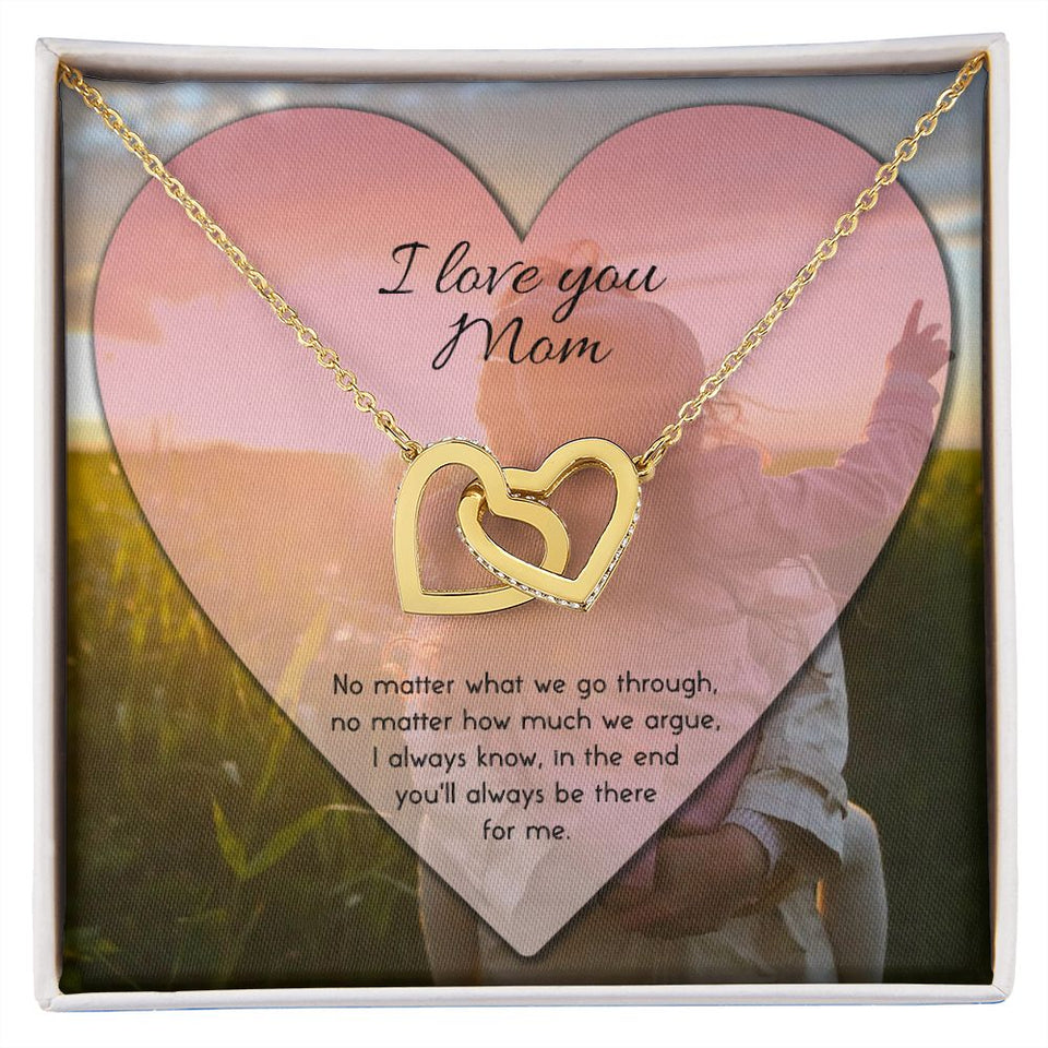 To Mom No Matter What Interlocking Hearts Necklace