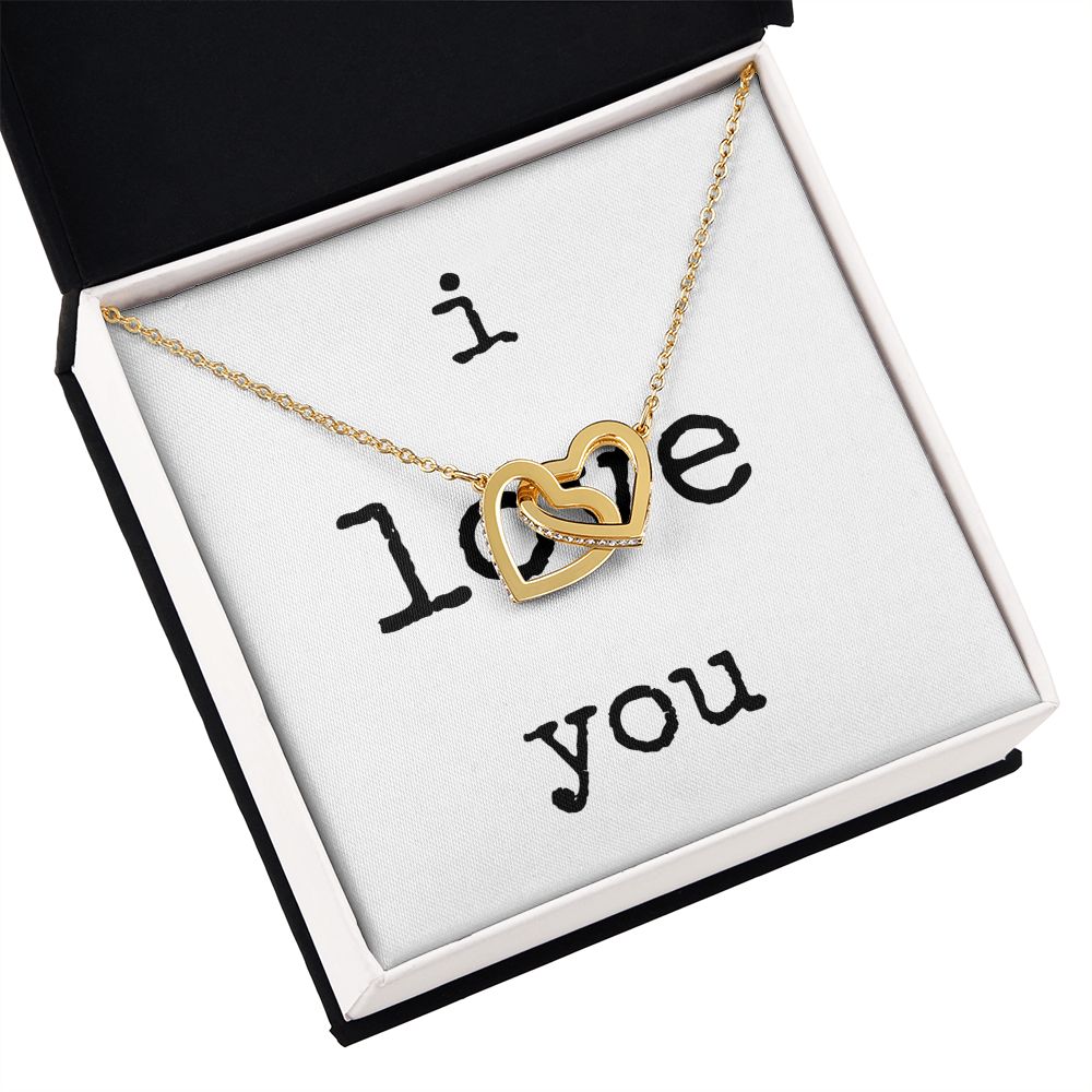 i love you - Interlocking Hearts Necklace - White Gift For Mom, necklace For Wife, Gift For Mother's Day
