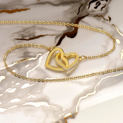 To My Granddaughter - Gold Vermeil Personalized Gift Set - Interlocking Hearts Necklace - Love, Grandma