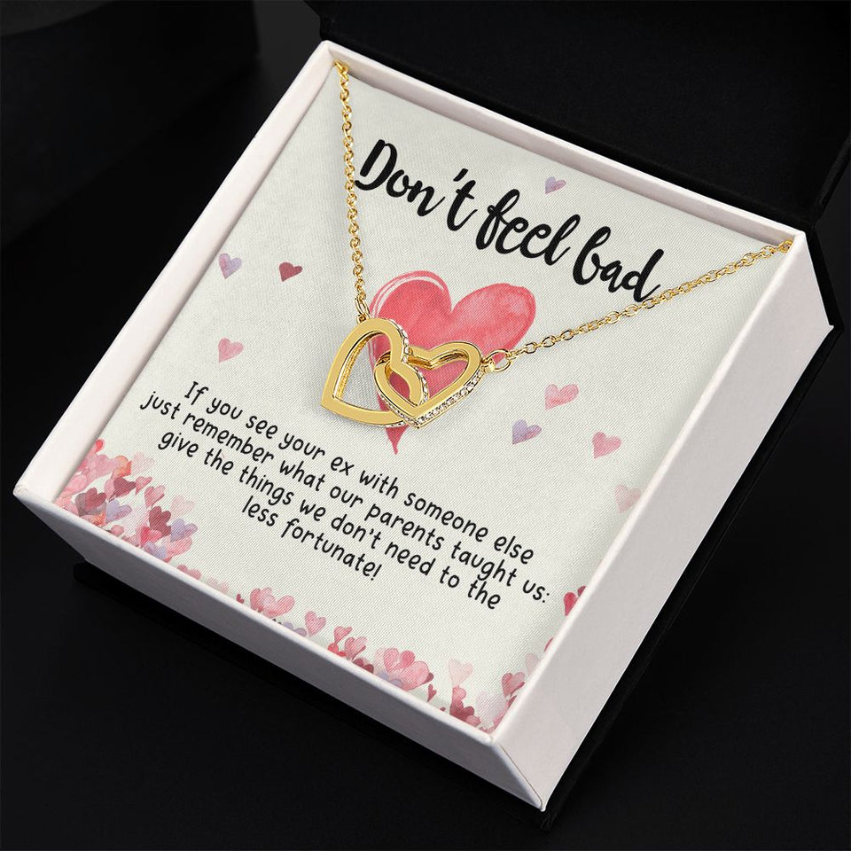Girlfriend and Soulmate Necklace - Don't Feel Bad If You See Your Ex Interlocking Hearts Necklace