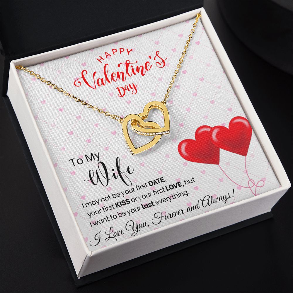 To My Wife - Interlocking Hearts Necklace - Red Balloons Gift For Mom, necklace For Wife, Gift For Mother's Day