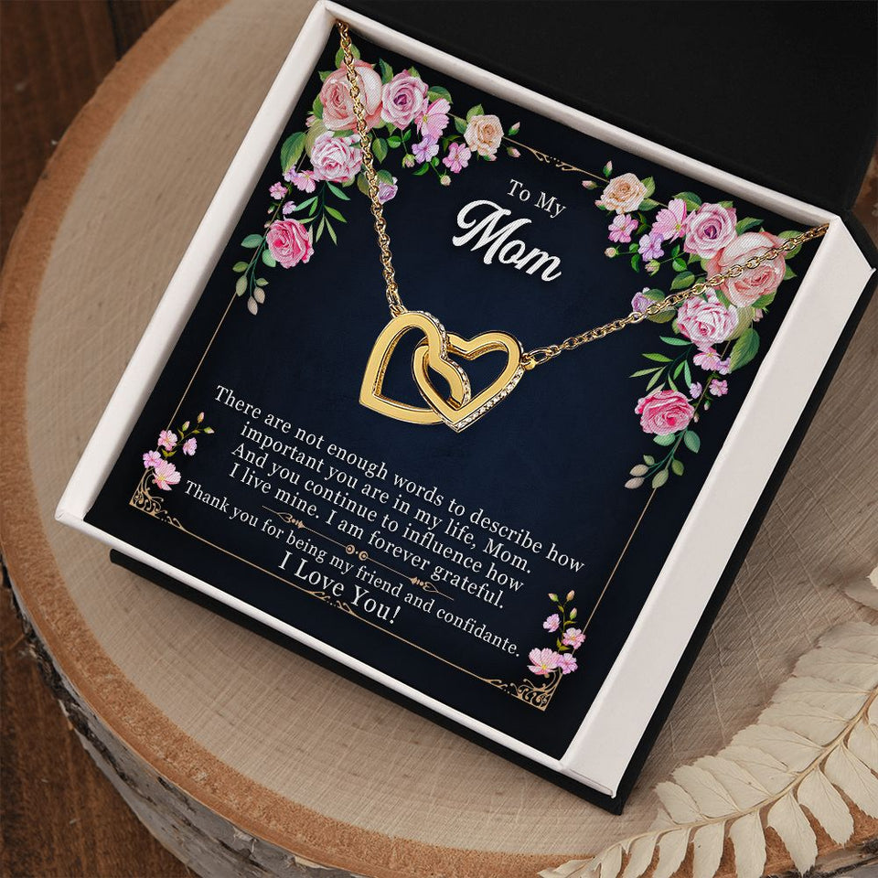 To My Mom necklace, Forever Grateful to Mom | Interlocking Hearts Necklace
