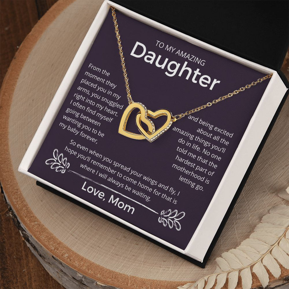 You Snuggled Right Into My Heart - Interlocking Hearts Necklace For Daughter