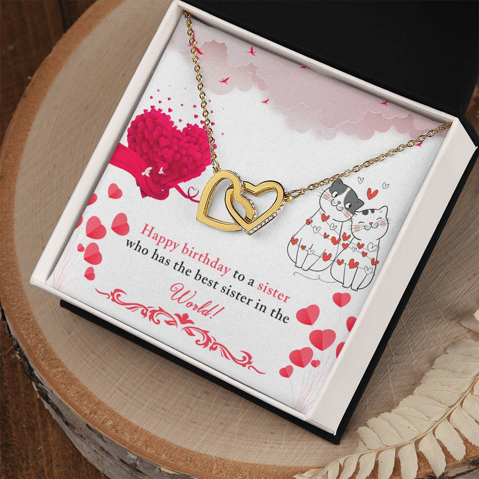 Sister Birthday Interlocking Hearts Necklace
