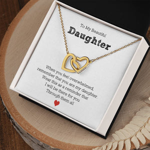 To My Beautiful Daughter - Interlocking Hearts Necklace For Daughter