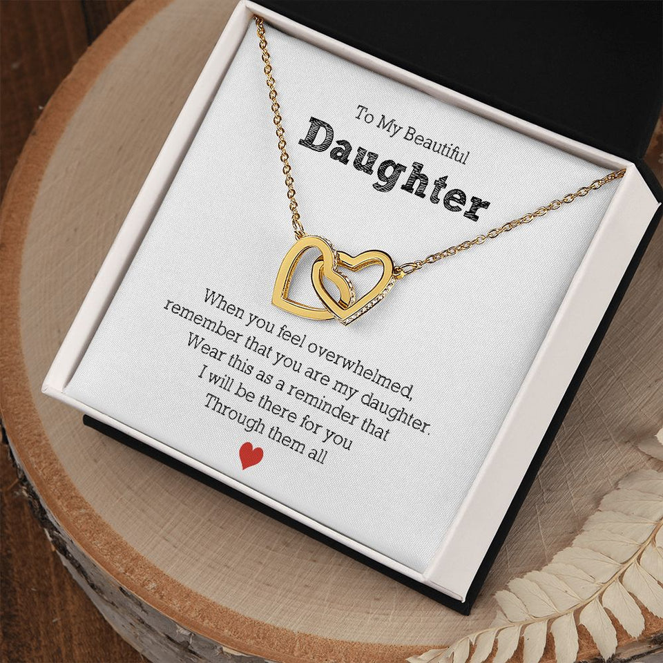 To My Beautiful Daughter - Interlocking Hearts Necklace For Daughter