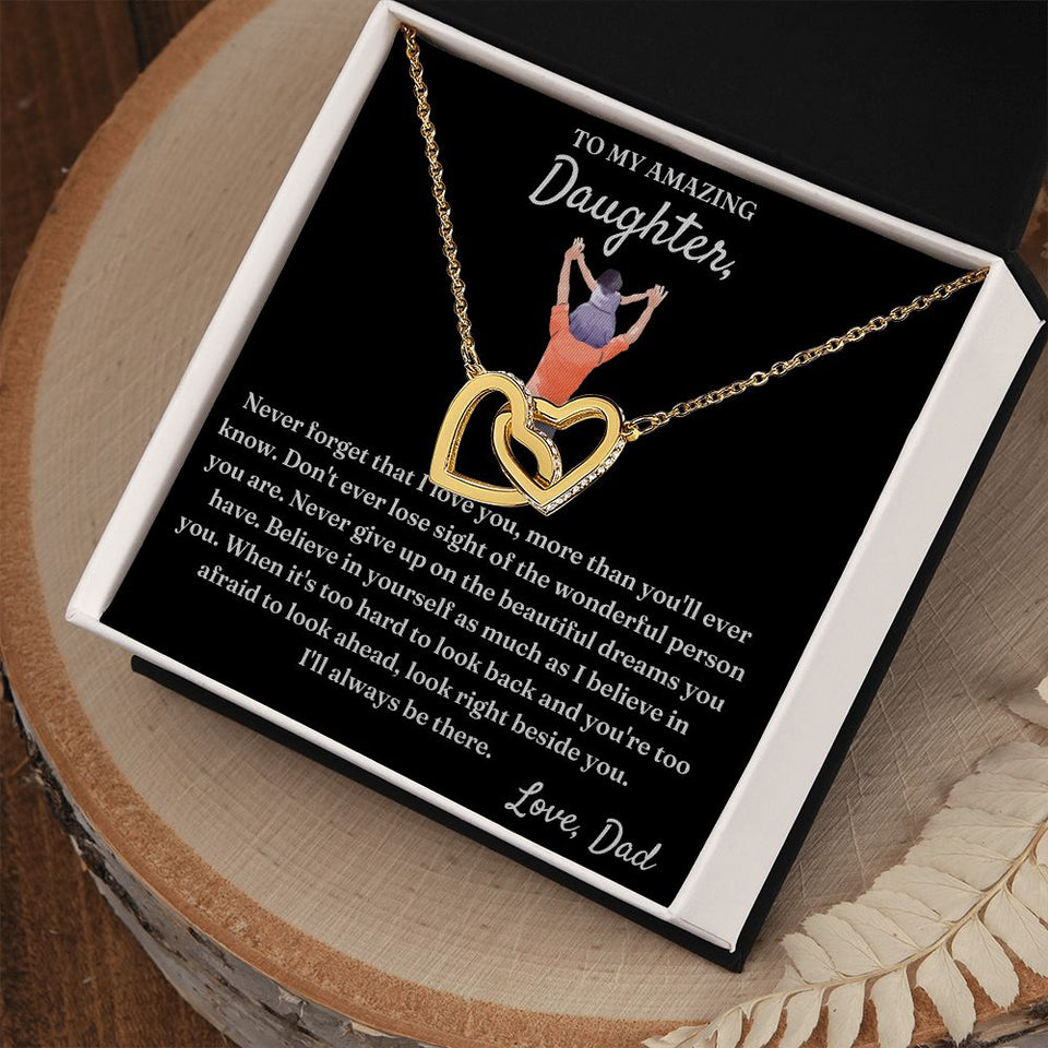 Wonderful Person You Are - Interlocking Hearts Necklace For Daughter