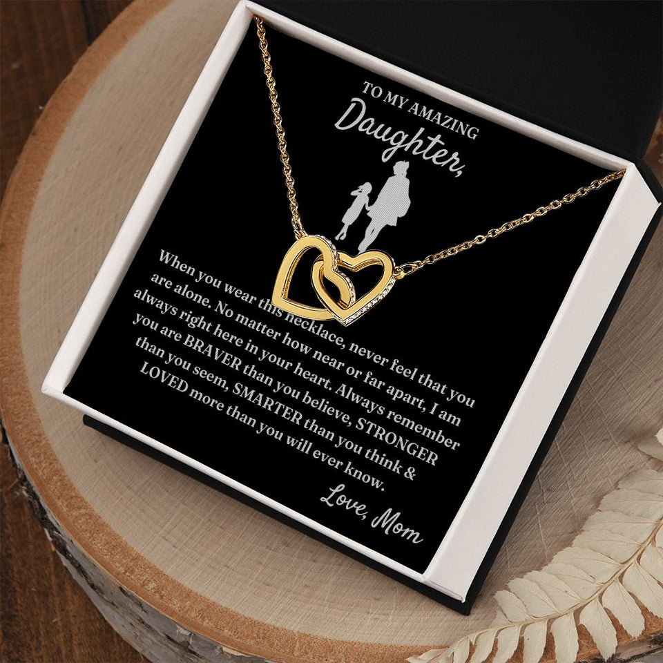 Right There In Your Heart - Interlocking Hearts Necklace For Daughter