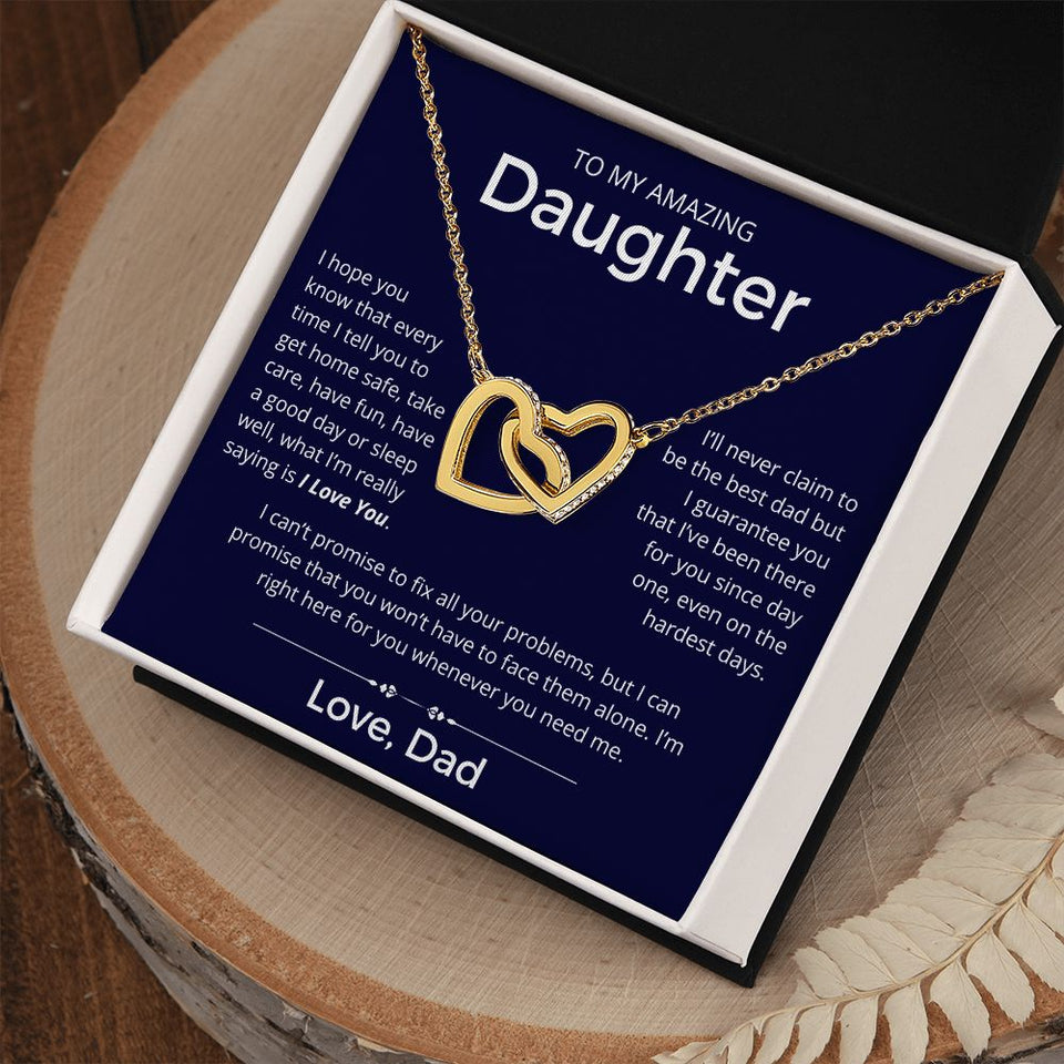 Even On The Hardest Days - Interlocking Hearts Necklace For Daughter