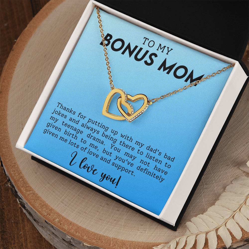 Bonus Mom Humerous Interlocking Hearts Necklace