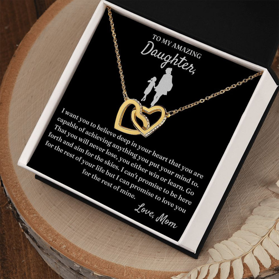 Capable Of Achieving Anything - Interlocking Hearts Necklace For Daughter