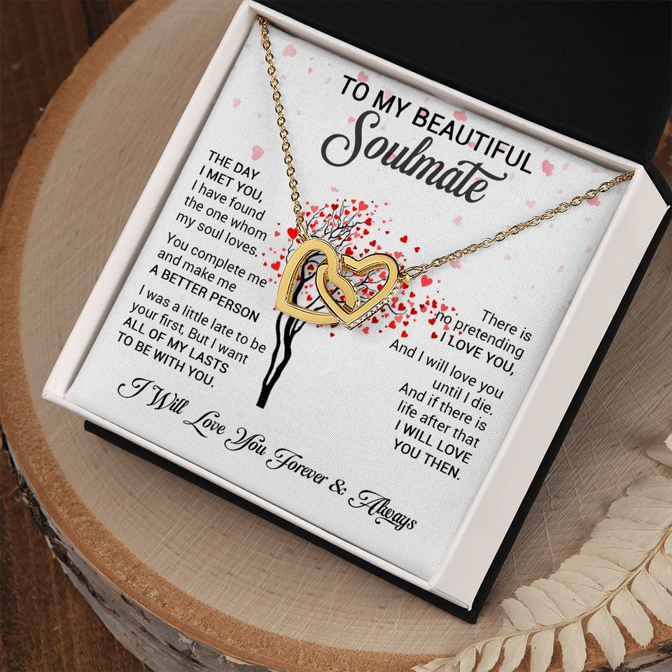 To My Beautiful Soulmate | The Day I Met You | Romantic Gift For Your Soulmate | Interlocking Hearts necklace