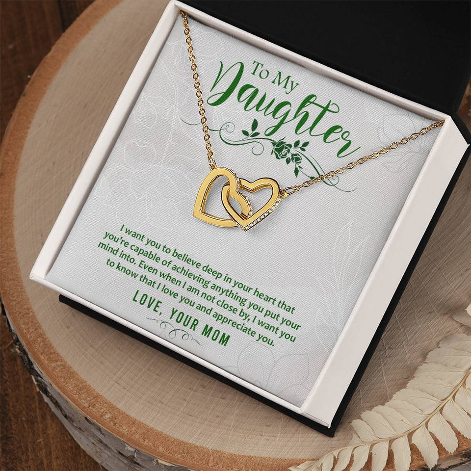 Daughter Believe Interlocking Hearts Necklace