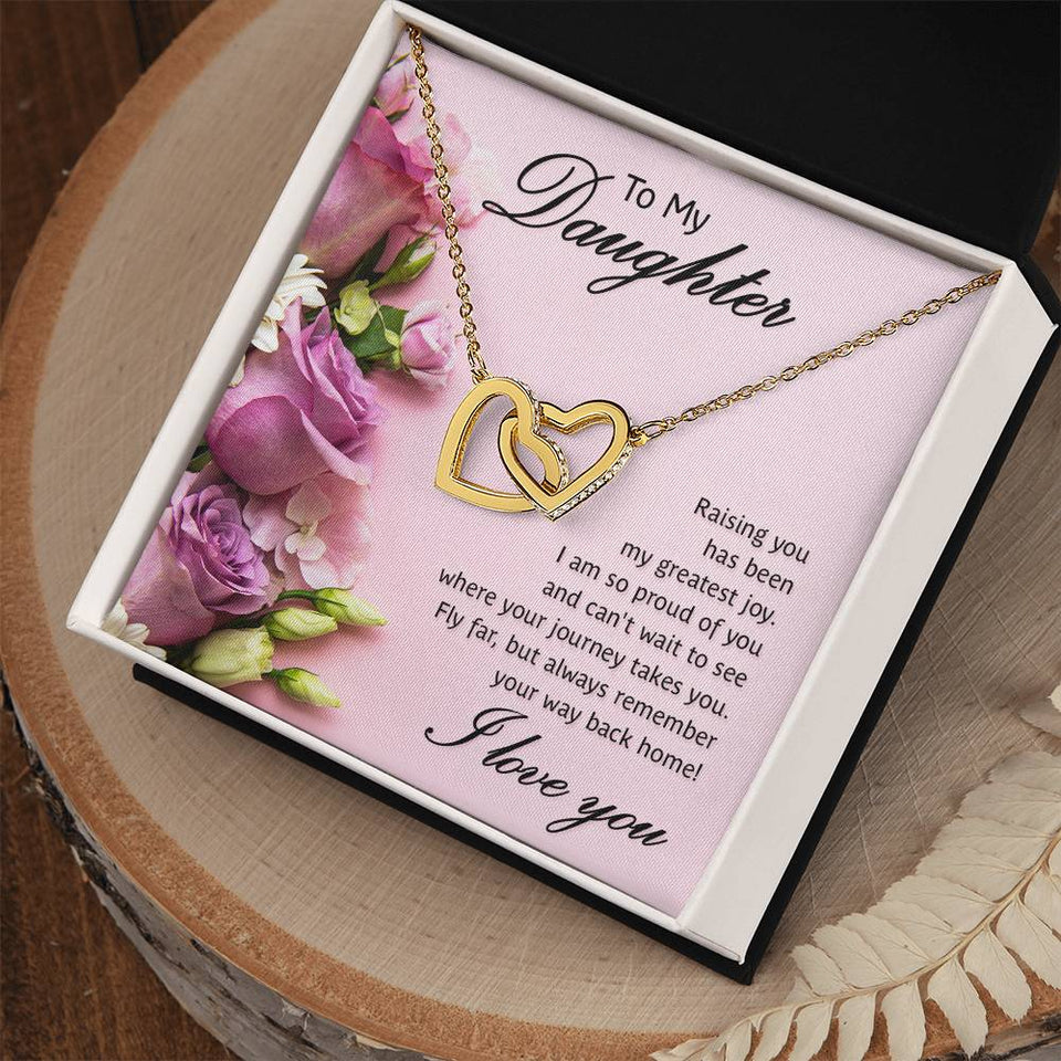 Daughter Proud Interlocking Hearts Necklace