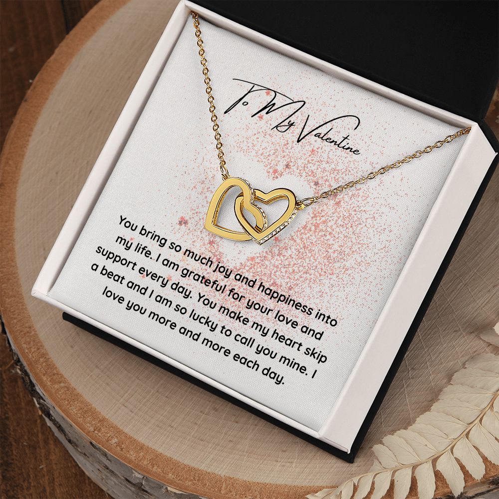 To My Valentine Interlocking Hearts Pendant Necklace Gift For Mom, necklace For Wife, Gift For Mother's Day