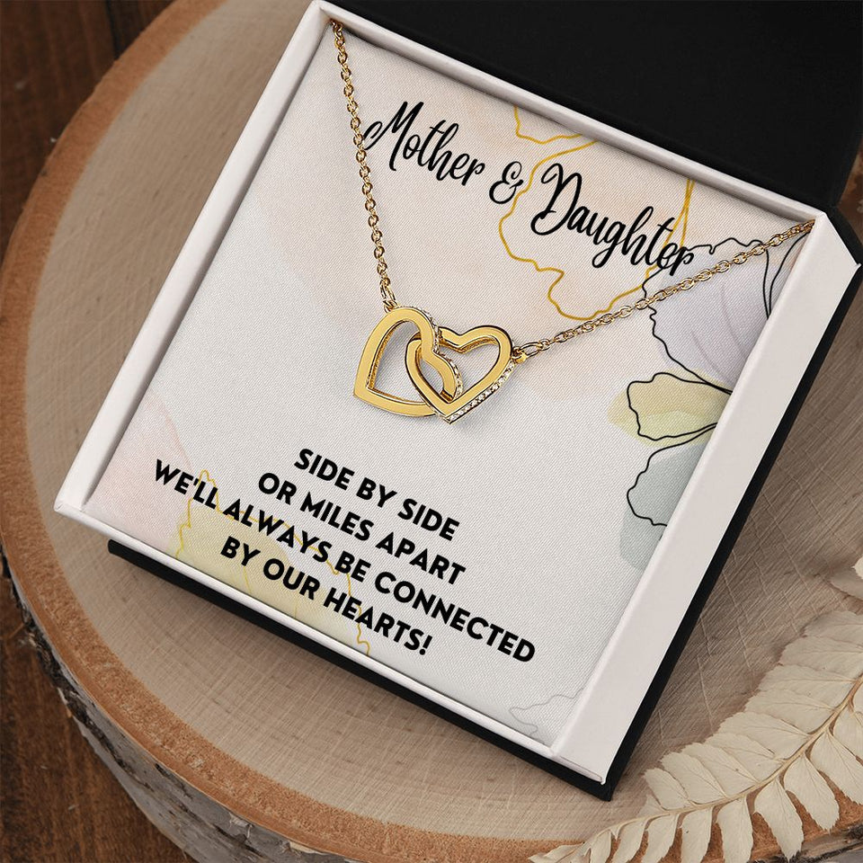 Connected By Our Hearts - Interlocking Hearts Necklace For Daughter