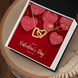 Happy Valentine's Day Interlocking Hearts Pendant Necklace Gift For Mom, necklace For Wife, Gift For Mother's Day