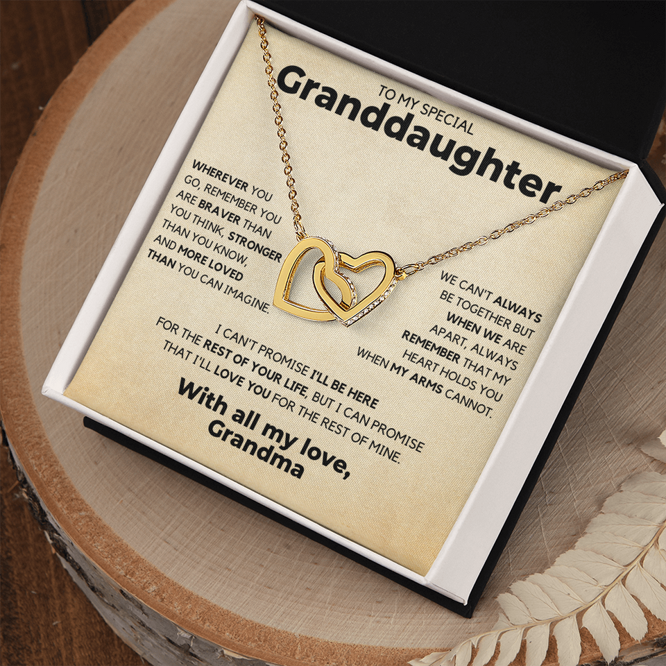Necklace for Granddaughter - Heart Holds You, With all my love, Grandma - Gift for Granddaughter, Interlocking Hearts Necklace