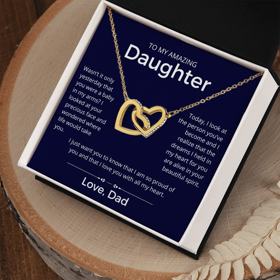 So Proud Of You - Interlocking Hearts Necklace For Daughter