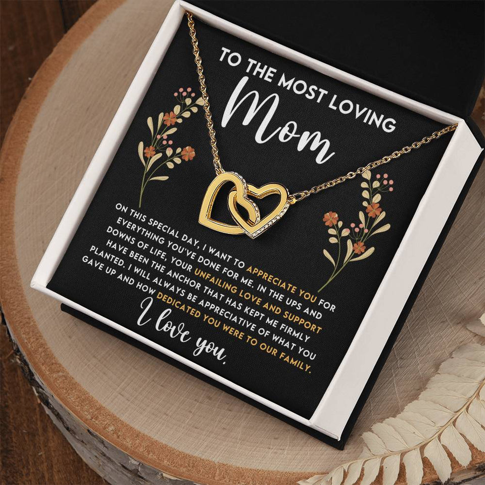 Mom Dedication Interlocking Hearts Necklace