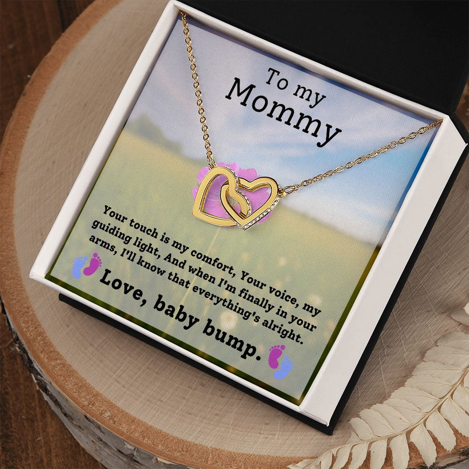 To My Mommy - Your Touch Is My Comfort Interlocking Hearts Necklace