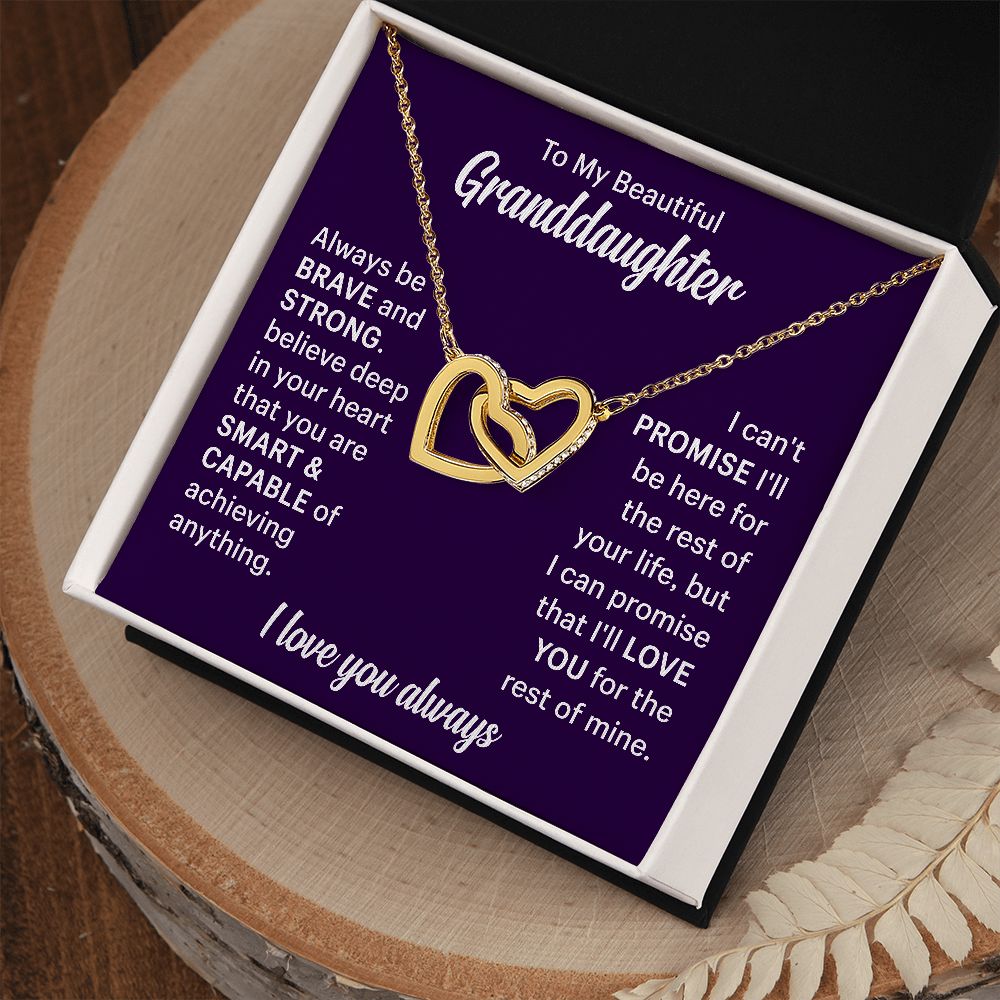 To My Beautiflul Granddaughter Necklace - I Love You Always, Interlocking Hearts Necklace