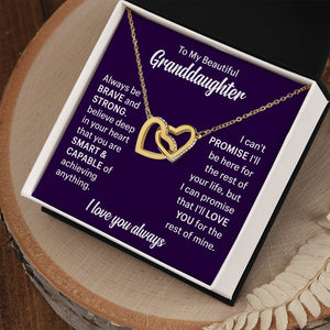 To My Beautiflul Granddaughter Necklace - I Love You Always, Interlocking Hearts Necklace