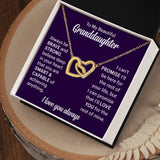 To My Beautiflul Granddaughter Necklace - I Love You Always, Interlocking Hearts Necklace