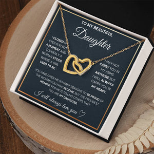 Daughter Proud of The Woman You've Become Interlocking Hearts Necklace