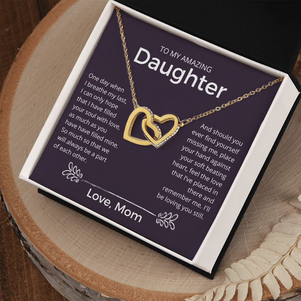 I'll Be Loving You Still - Interlocking Hearts Necklace For Daughter
