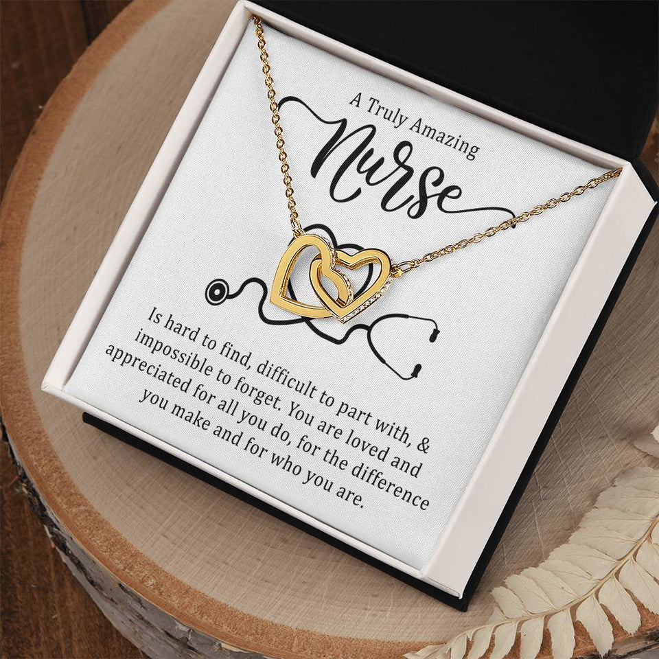 Truly Amazing Nurse Interlocking Hearts Necklace