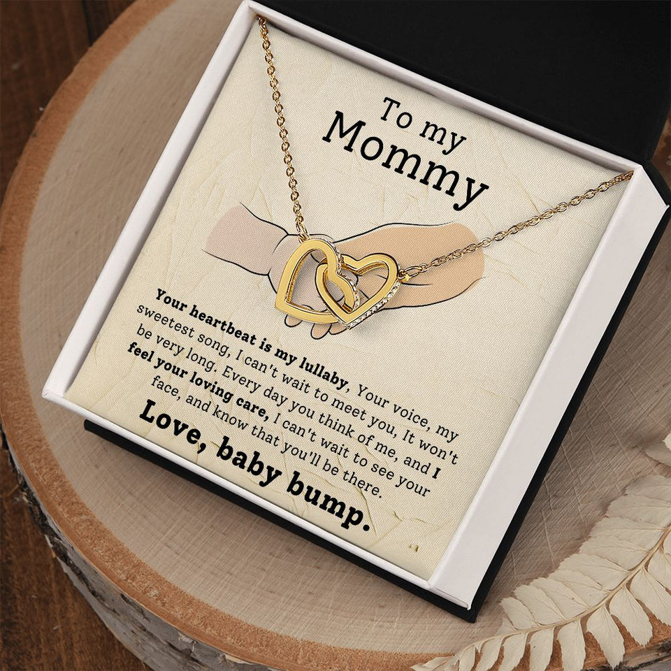 To My Mommy - Your Heartbeat Is My Lullaby Interlocking Hearts Necklace