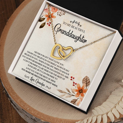 To my GrandDaughter - Love You For The Rest of Mine - Interlocking Hearts Necklace Gift