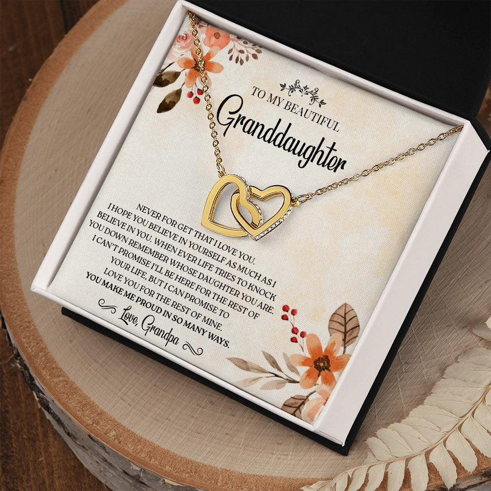 To my GrandDaughter - Love You For The Rest of Mine - Interlocking Hearts Necklace Gift